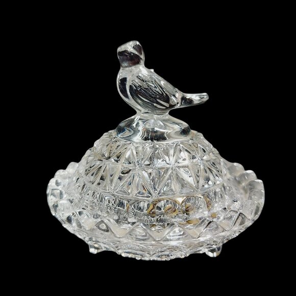 Vintage Hofbauer Byrds Trinket Dish and Lid Bavarian Crystal Jewelry Box German - Picture 4 of 11